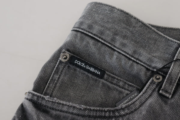 Dolce & Gabbana Elegant Grey Checkered Denim Treasure