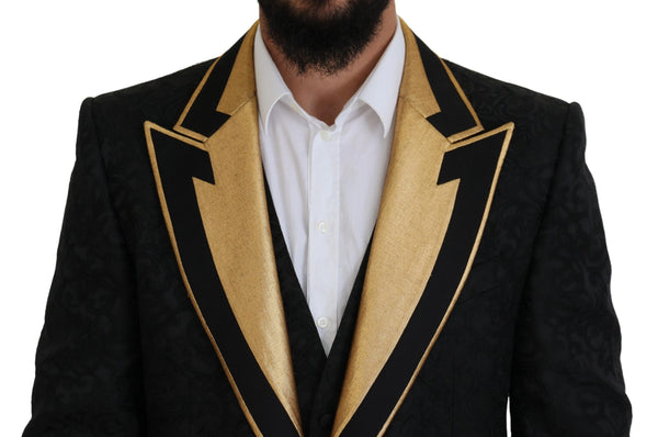 Dolce &amp; Gabbana Black Gold Fantasy Tuxedo Slim Fit -puku