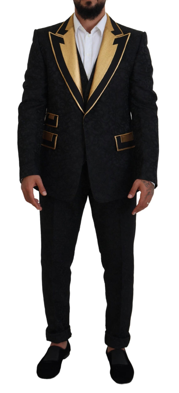 Dolce &amp; Gabbana Black Gold Fantasy Tuxedo Slim Fit -puku