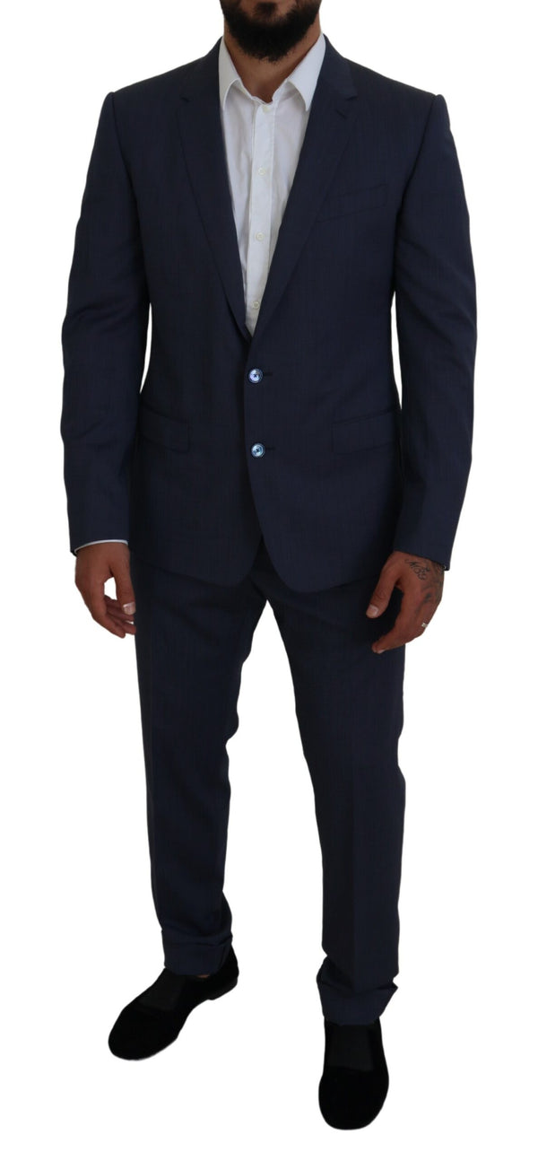 Dolce &amp; Gabbana Blue Wool MARTINI 3-osainen Slim Fit -puku