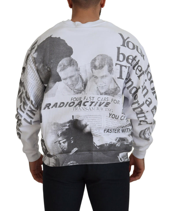 MSGM White Cotton Crewneck Pullover Sweatshirt villapaita