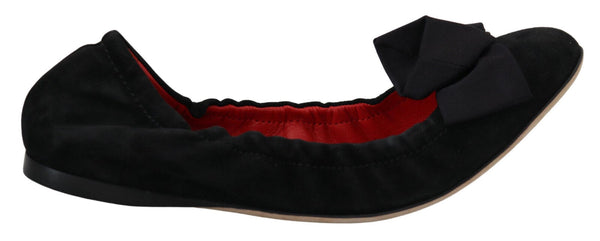 Dolce &amp; Gabbana Black Suede Flat Slip On balettikengät