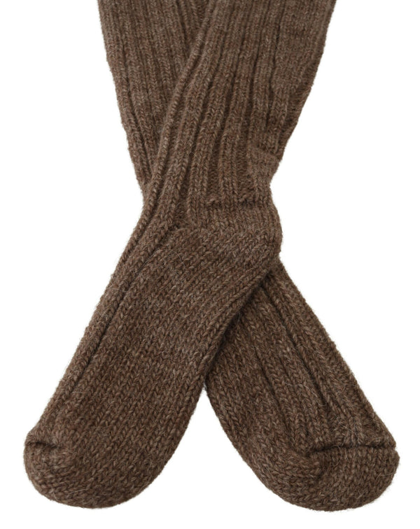 Dolce & Gabbana Brown Wool Knit Calf Long Women Socks