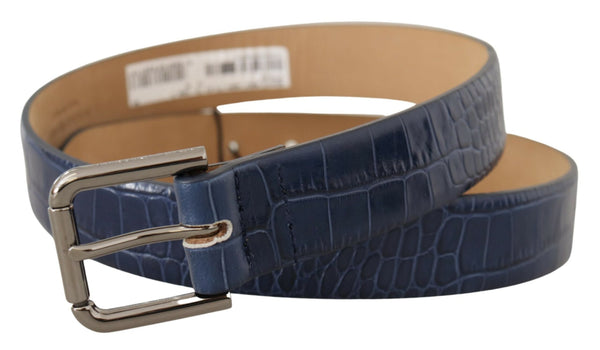 Dolce &amp; Gabbana Belt Blue eksoottinen nahka hopea metalli logo solki mekko