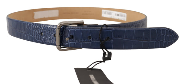 Dolce &amp; Gabbana Belt Blue eksoottinen nahka hopea metalli logo solki mekko