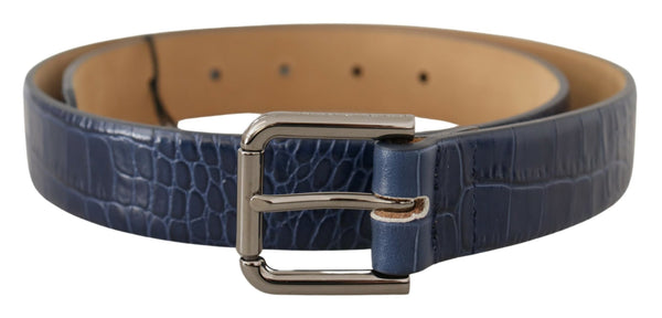 Dolce &amp; Gabbana Belt Blue eksoottinen nahka hopea metalli logo solki mekko