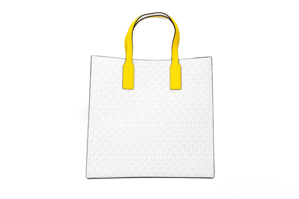 Michael Kors Kenly Suuri Signature Citrus PVC North South Tote tietokoneen käsilaukku