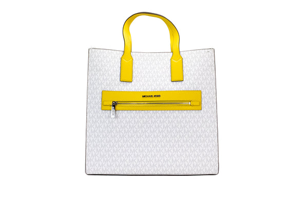 Michael Kors Kenly Suuri Signature Citrus PVC North South Tote tietokoneen käsilaukku