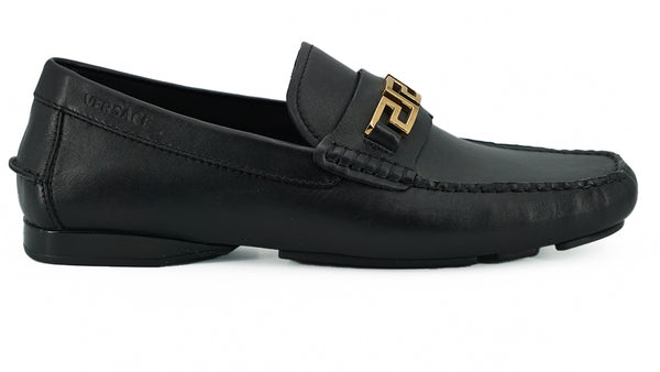 Versace Black Calf Leather Loafers -kengät