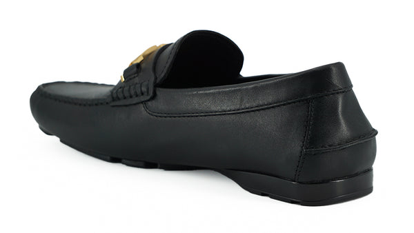 Versace Black Calf Leather Loafers -kengät