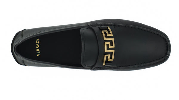 Versace Black Calf Leather Loafers -kengät