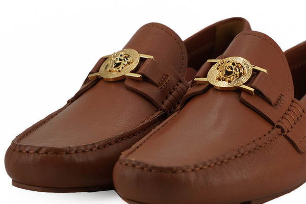 Versace Natural Ruskeat Calf Leather Loafers -kengät