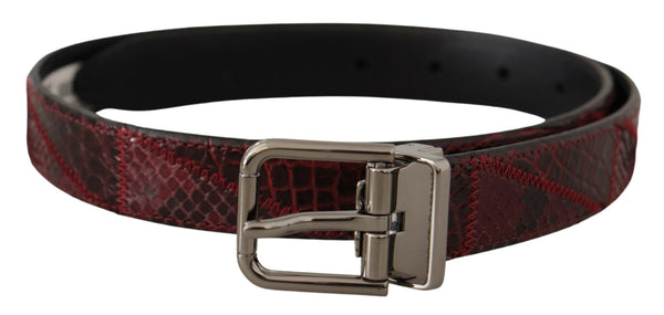 Dolce &amp; Gabbana Red Exotic Leather Metal Logo Solkivyö