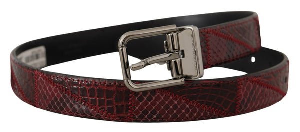 Dolce &amp; Gabbana Red Exotic Leather Metal Logo Solkivyö