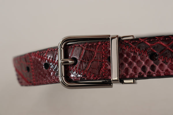 Dolce &amp; Gabbana Red Exotic Leather Metal Logo Solkivyö