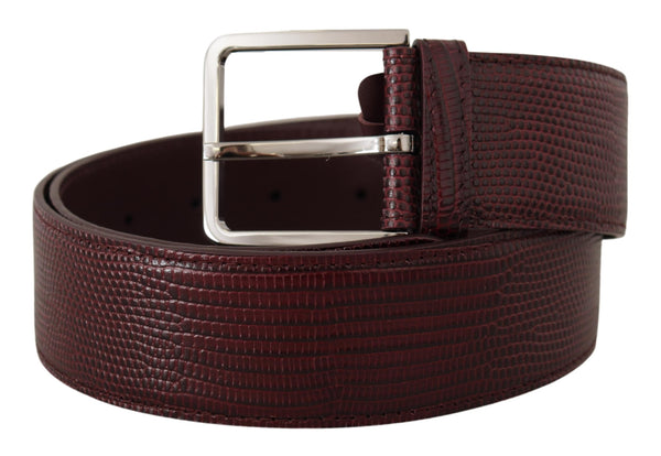 Dolce &amp; Gabbana Maroon Calf Leather Leveä Logo Kaiverrettu Solkivyö