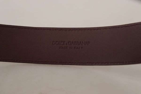 Dolce & Gabbana Elegant Maroon Leather Belt with Engraved Buckle