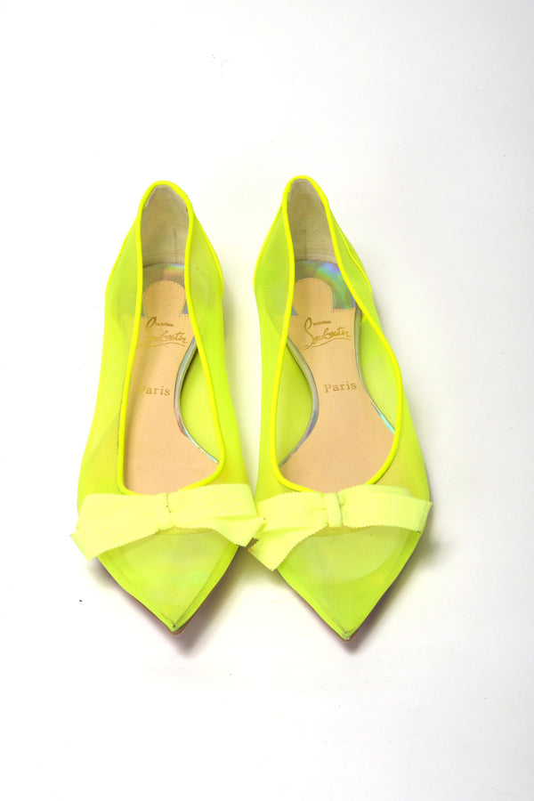 Christian Louboutin Fluro Yellow Flat Point Toe -kenkä