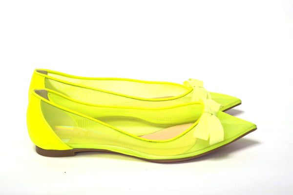 Christian Louboutin Fluro Yellow Flat Point Toe -kenkä