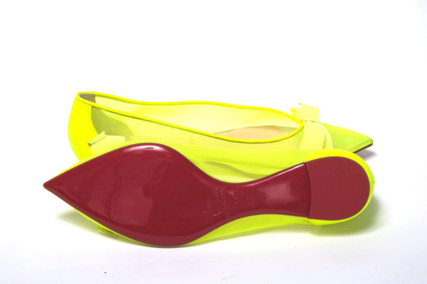 Christian Louboutin Fluro Yellow Flat Point Toe -kenkä