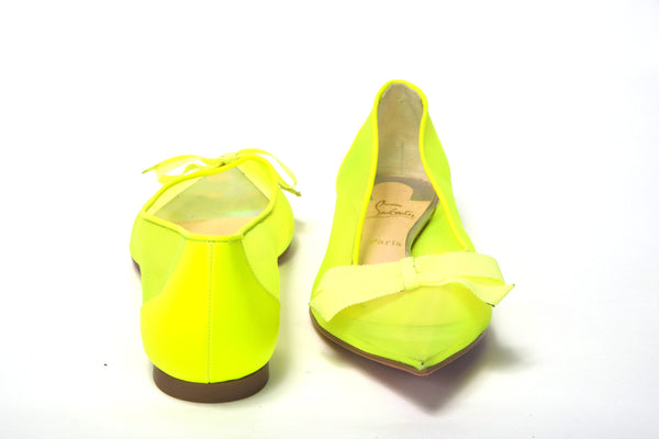 Christian Louboutin Fluro Yellow Flat Point Toe -kenkä