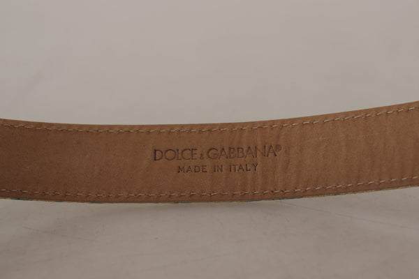 Dolce & Gabbana Elegant Light Blue Leather Belt with Gold Buckle