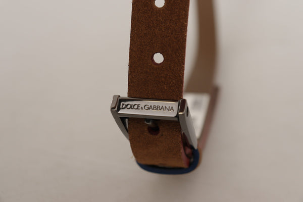 Dolce &amp; Gabbana Brown Logo Kaiverrettu Metal Waist Solkivyö