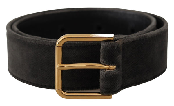 Dolce & Gabbana Elegant Velvet Belt with Engraved Buckle