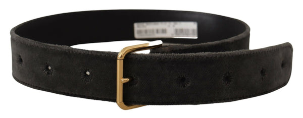 Dolce &amp; Gabbana Ruskea Velvet Gold Tone Logo Metal Waist Solkivyö