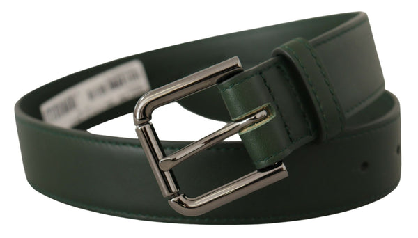 Dolce &amp; Gabbana Army Green Leather Logo Metal Waist Solkivyö