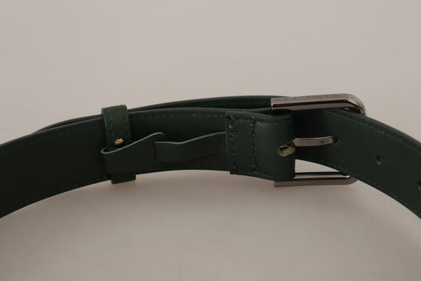 Dolce &amp; Gabbana Army Green Leather Logo Metal Waist Solkivyö