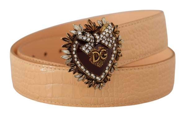 Dolce &amp; Gabbana Beige Croc Pattern DEVOTION Heart DG Waist Solkivyö