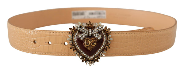 Dolce &amp; Gabbana Beige Croc Pattern DEVOTION Heart DG Waist Solkivyö