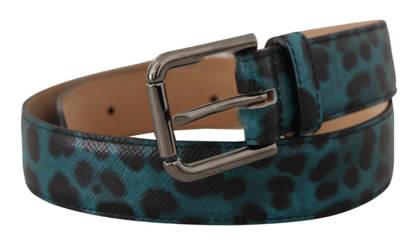 Dolce &amp; Gabbana Blue Green Leopard Print Logo Metallinen vyötärösolkivyö