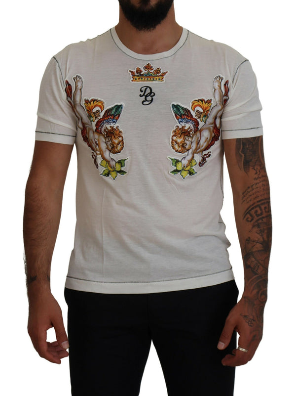 Dolce &amp; Gabbana White Printed Short Sleeves Miesten T-paita