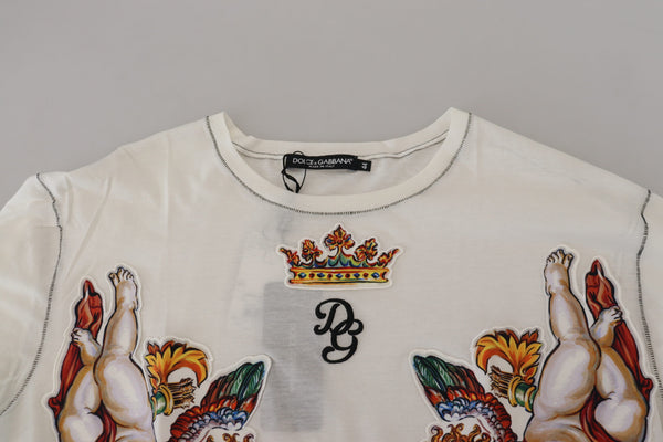 Dolce &amp; Gabbana White Printed Short Sleeves Miesten T-paita