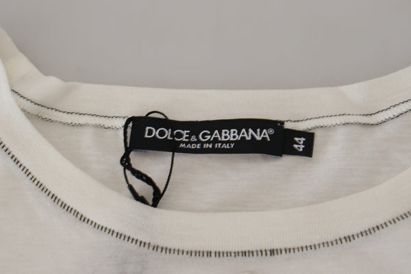 Dolce &amp; Gabbana White Printed Short Sleeves Miesten T-paita