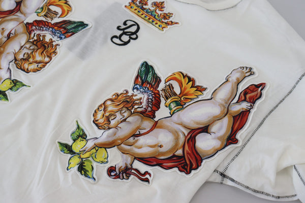 Dolce &amp; Gabbana White Printed Short Sleeves Miesten T-paita