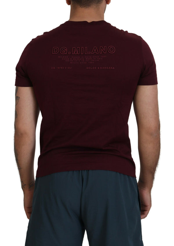 Dolce &amp; Gabbana Maroon Printed Short Sleeves Miesten T-paita