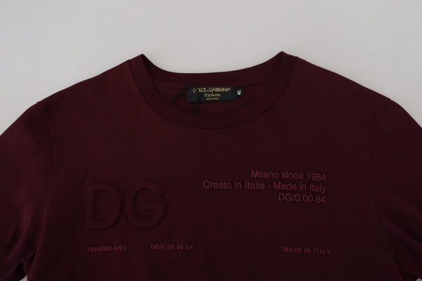 Dolce &amp; Gabbana Maroon Printed Short Sleeves Miesten T-paita