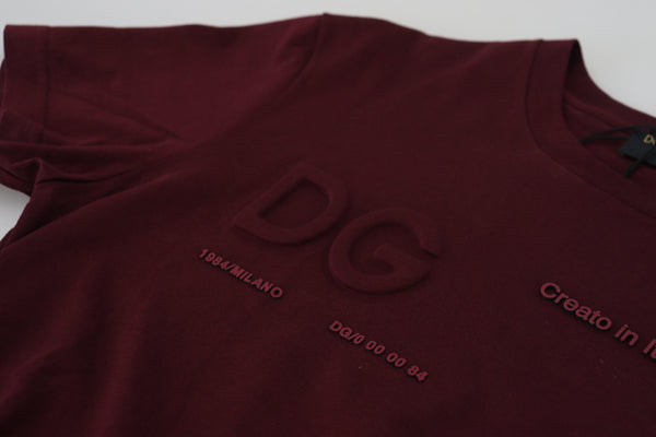 Dolce &amp; Gabbana Maroon Printed Short Sleeves Miesten T-paita