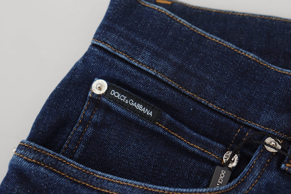 Dolce &amp; Gabbana tummansininen puuvillainen denim SKINNY farkut