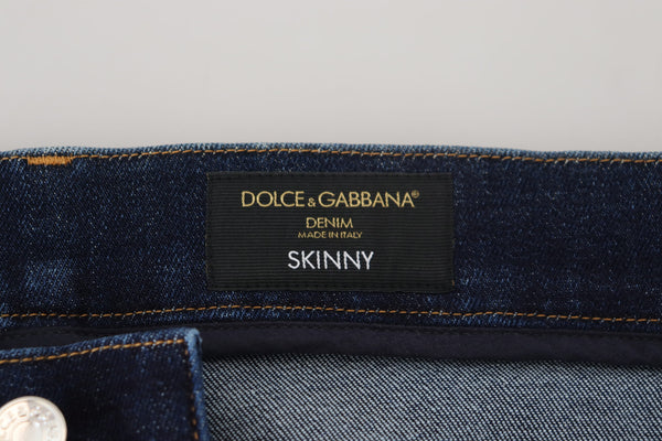 Dolce &amp; Gabbana tummansininen puuvillainen denim SKINNY farkut