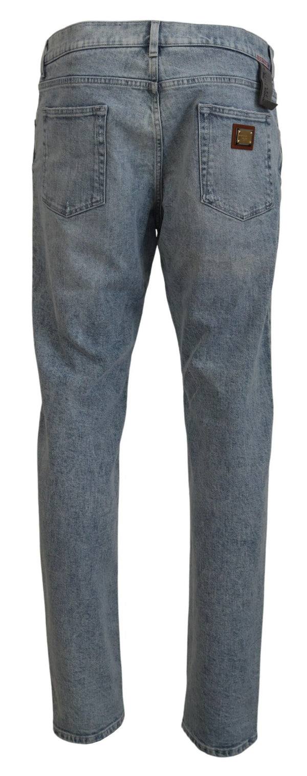 Dolce &amp; Gabbana Blue Wash Slim Fit Cotton Denim Farkut