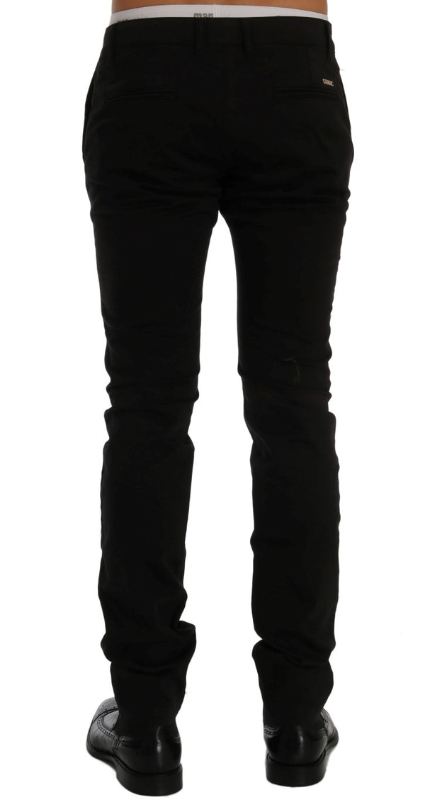 GF Ferre Black Cotton Stretch Chinos -housut