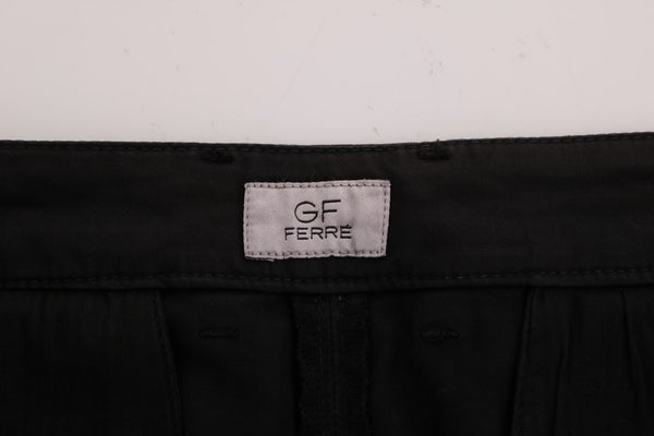 GF Ferre Black Cotton Stretch Chinos -housut