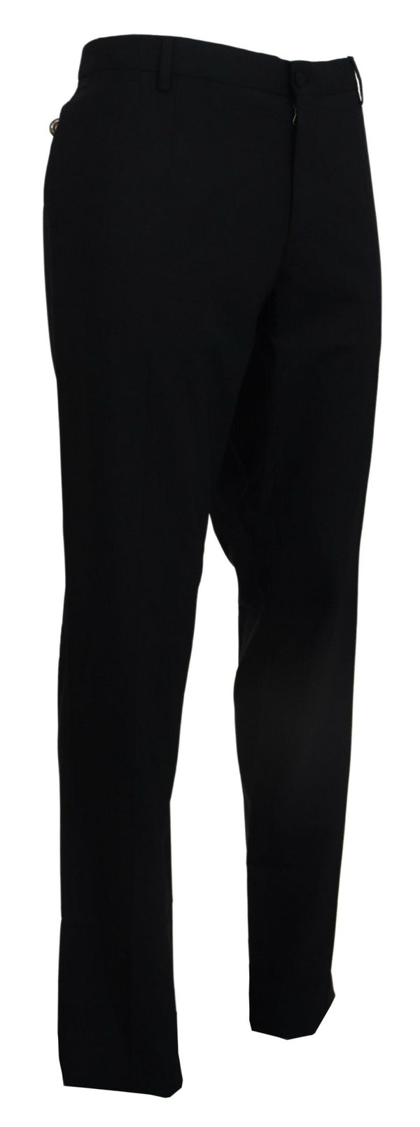 Dolce &amp; Gabbana Black Wool Stretch Dress Muodollinen Slim Fit Pant