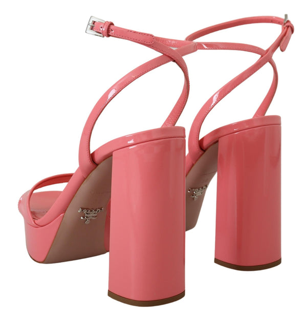 Prada Pink Patent Sandals Nilkkahihna Heels Sandaalit