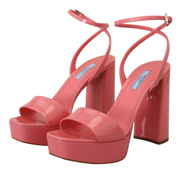 Prada Pink Patent Sandals Nilkkahihna Heels Sandaalit