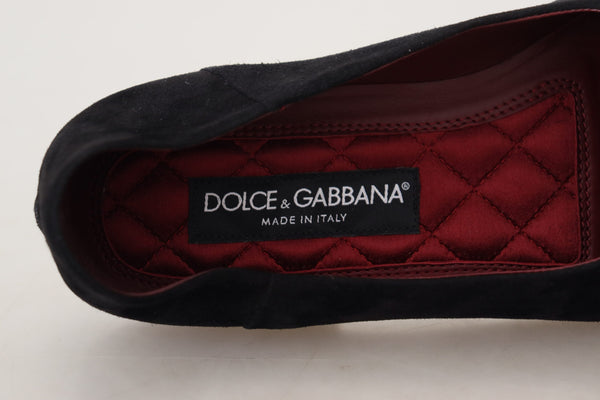 Dolce &amp; Gabbana Black Suede Gold Cross Slip On Loafers -kengät